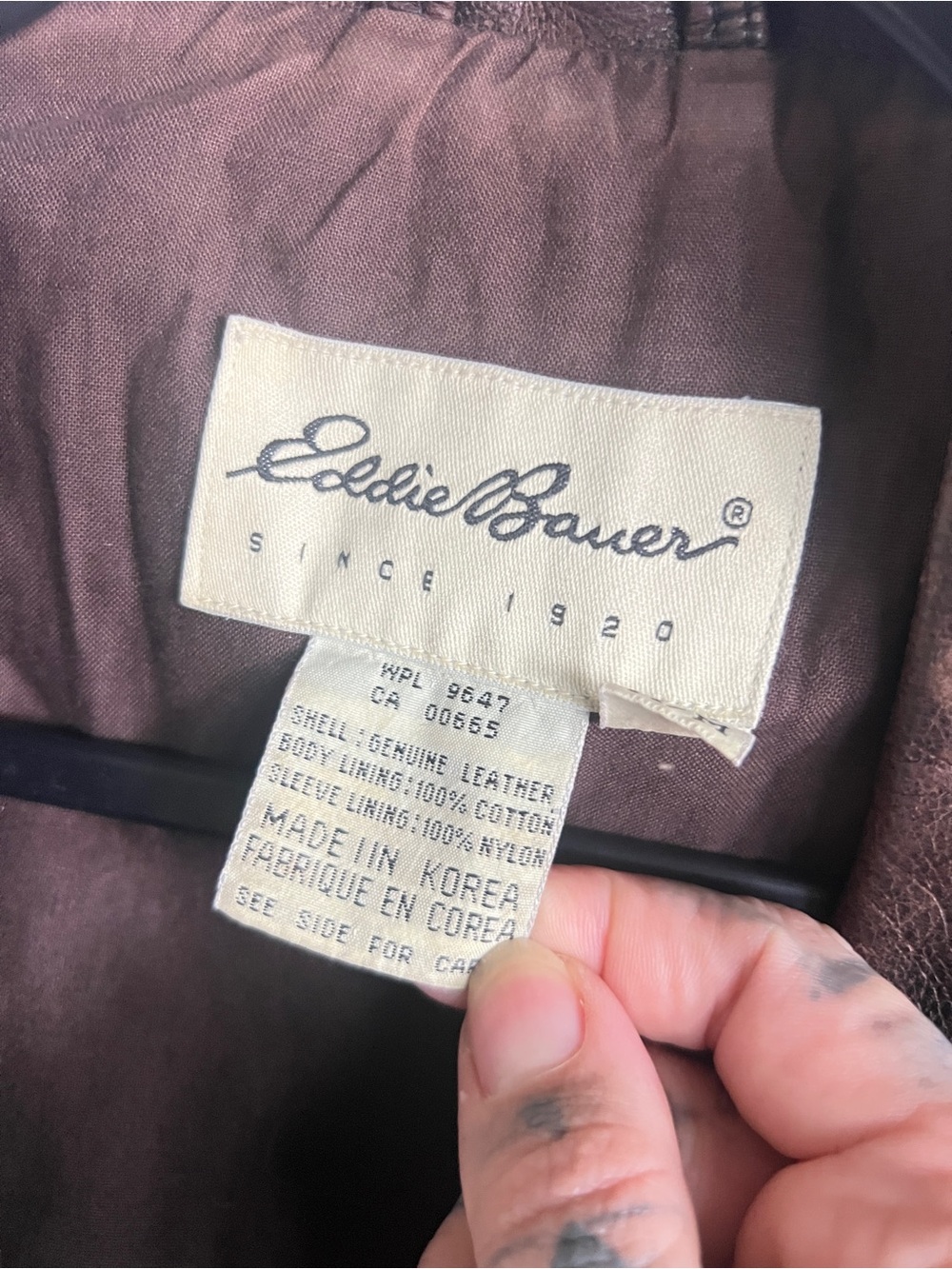 Vintage Eddie Bauer Dark Brown Leather Bomber Jacket - Picture 5 of 7